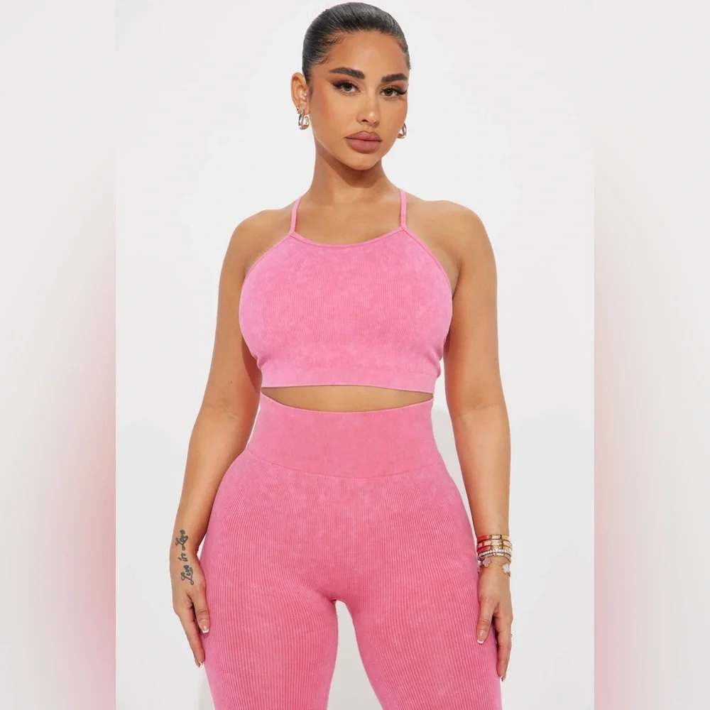 Set 2 Pieces deportivo atlétic California color pink size Small - Picture 2 of 3